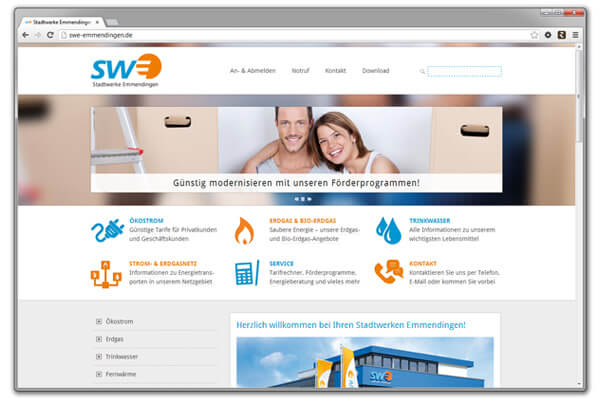 Website der Stadtwerke Emmendingen GmbH