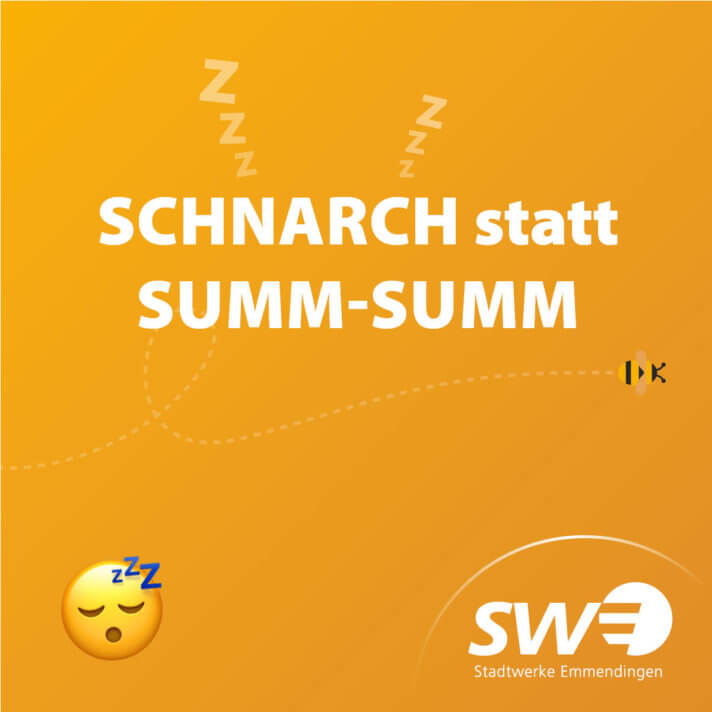 Grafik mit dem Text "Schnarch statt Summ-Summ"