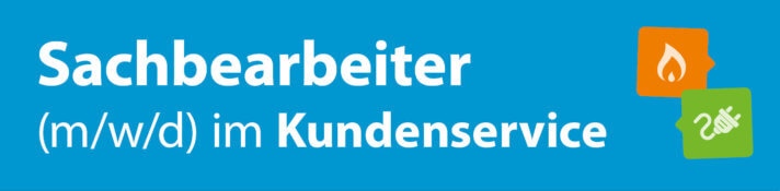 Grafik mit der Aufschrift "Sachbearbeiter  (m/w/d) im Kundenservice"